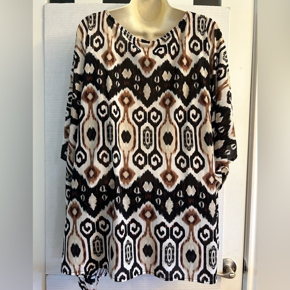 Chico’s caftan blouse top in tan, black, & brown Sx- L/XL. R4 - Picture 3 of 8
